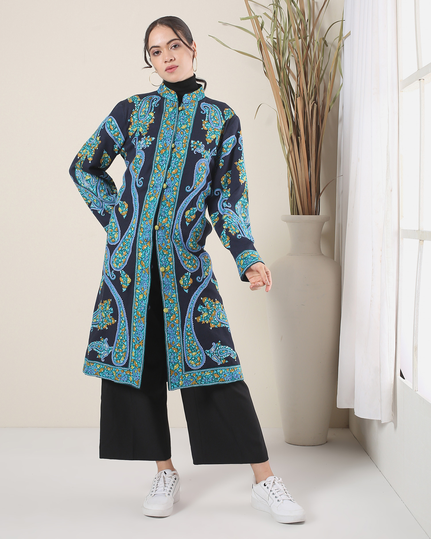 Ameri】EMBROIDERY BIG COLLAR COAT AMERI EMBROIDERY BIG COLLAR COAT