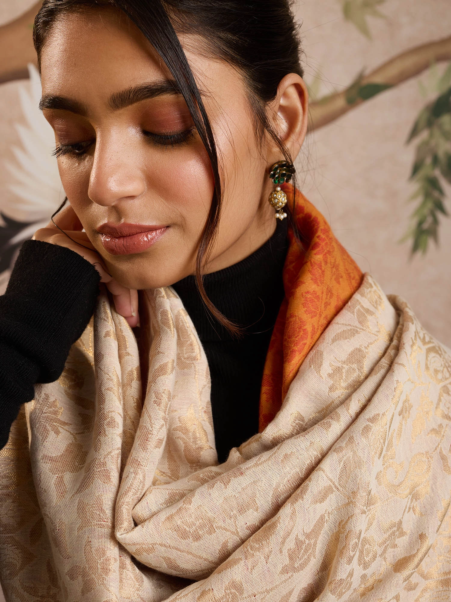 Zari Wool Dorukha Jaaldar Shawl – Marmalade Orange - KCS Kashmir