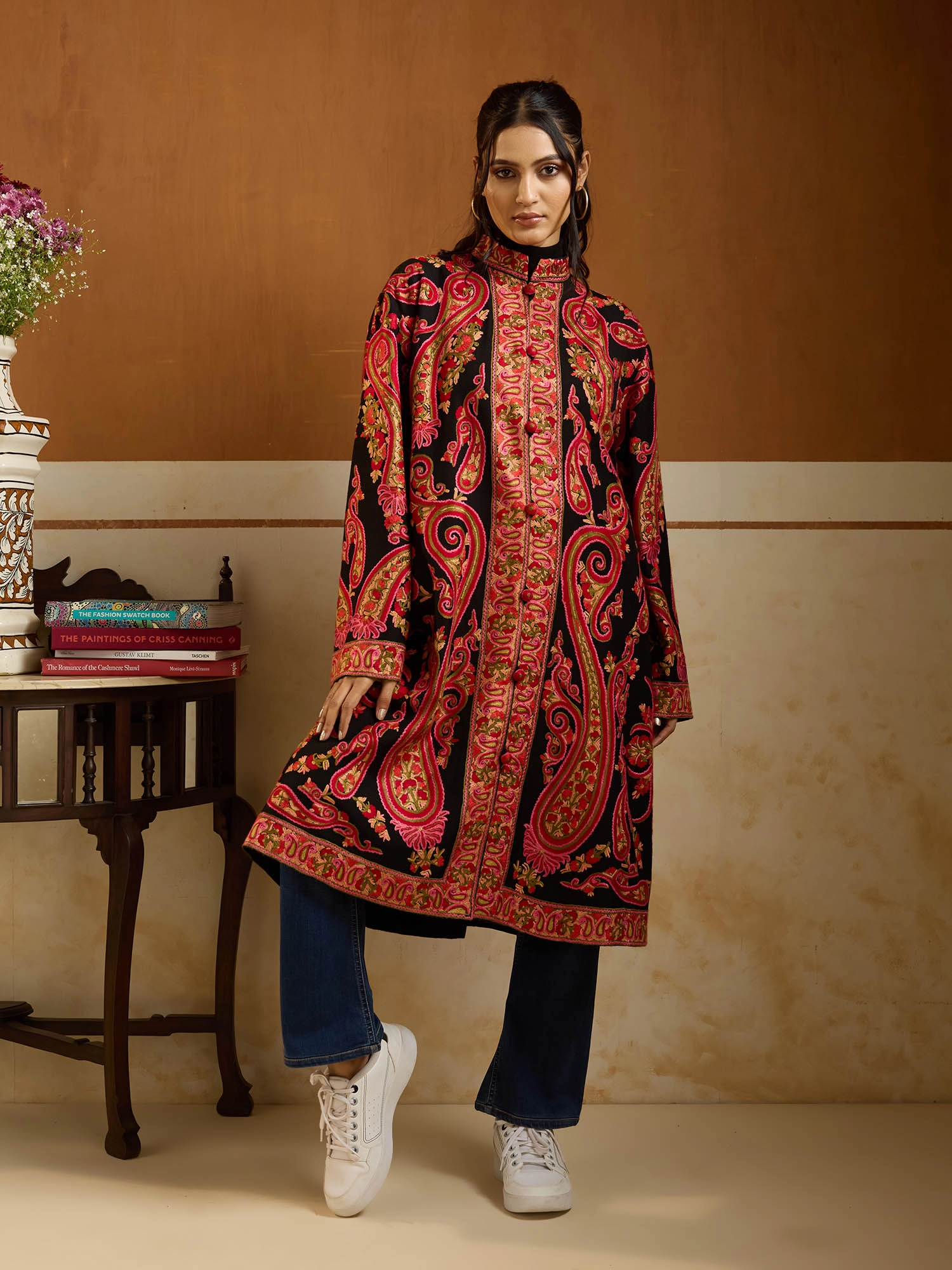 Long Paisley Ari Hand Emb Jacket – Regal, Multi [52] - KCS Kashmir
