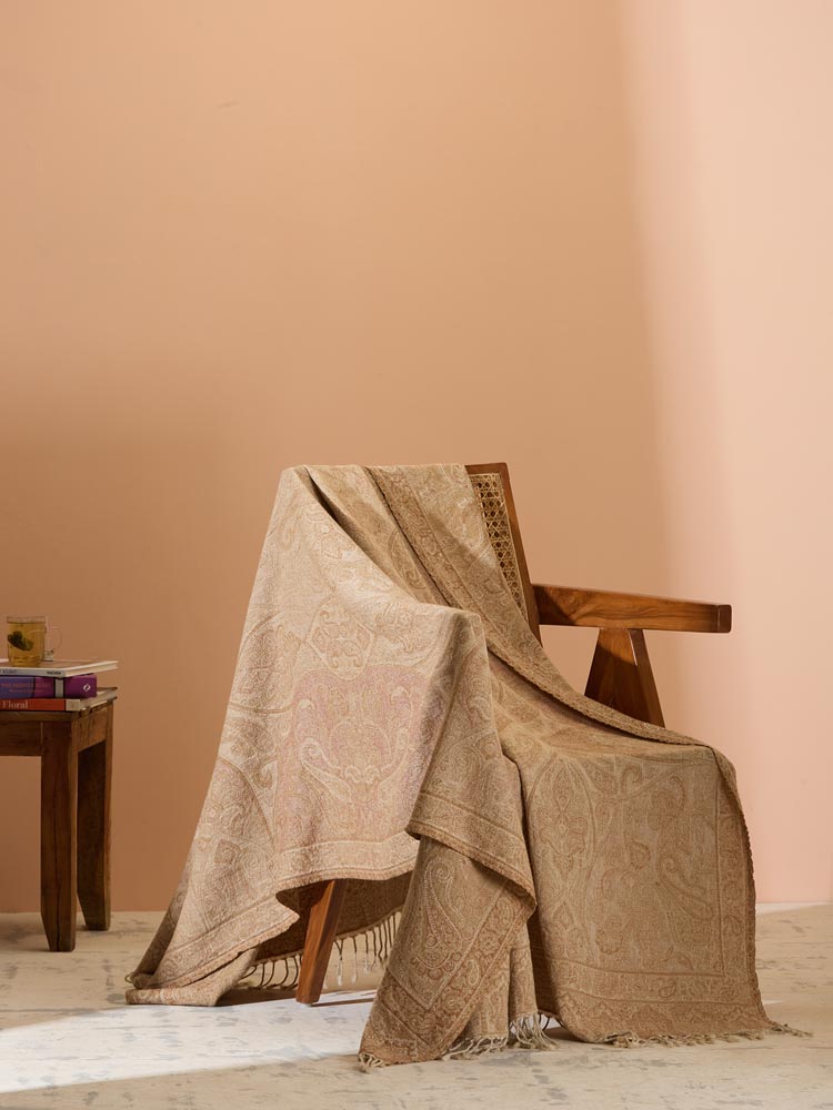 Tané Merino Wool Reversible Throw - Latte Beige
