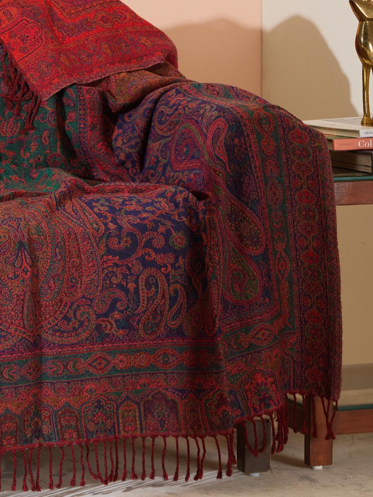 Spindle Dance Reversible Wool Throw - Multi