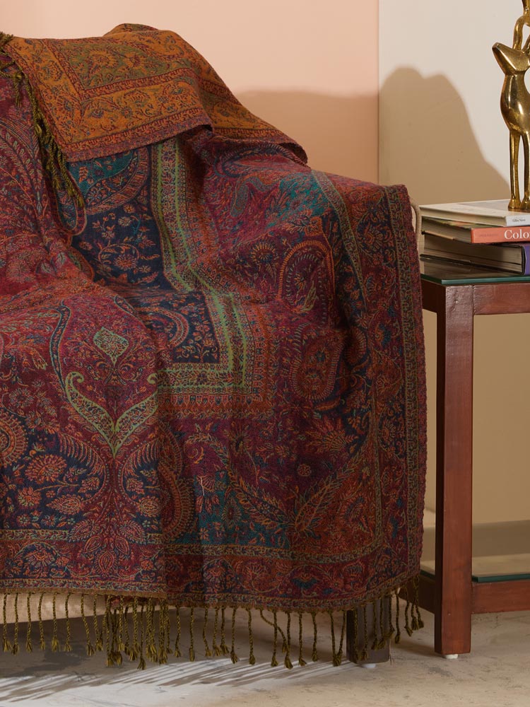 Blue Mirage Merino Wool Reversible Throw - Multi, navy