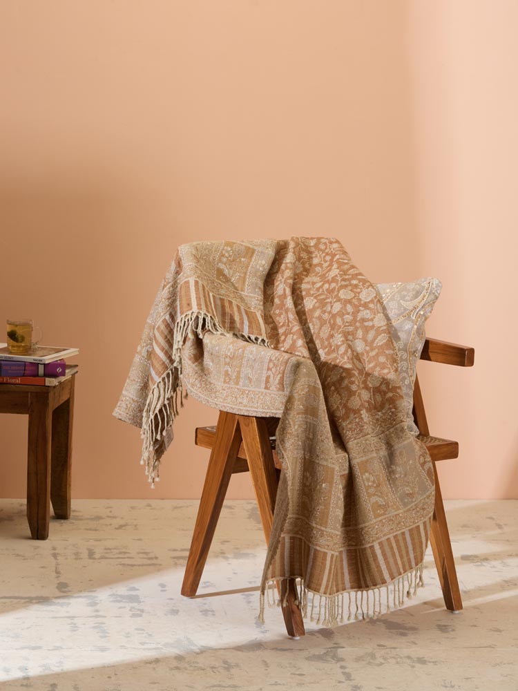 Kashmir Clay Merino Wool Throw - Natural Beige