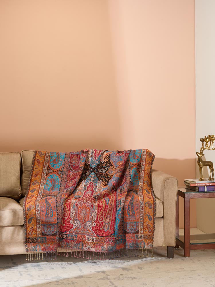 Rang-e-Buta Vintage Paisley Throw Blanket - Multi