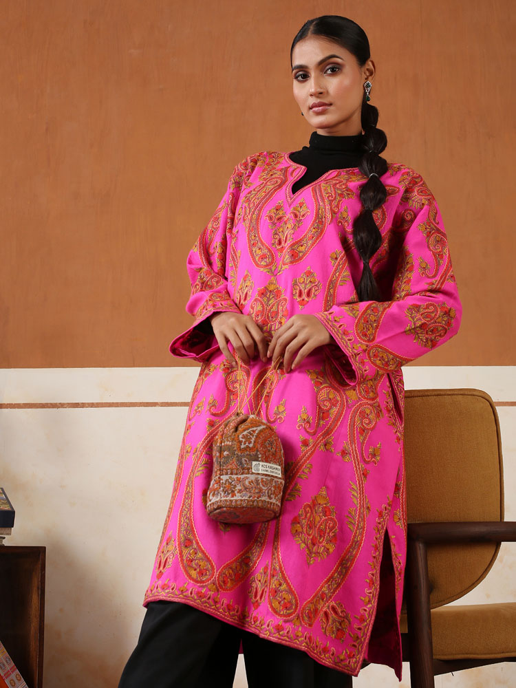 Anuragini Ambi Ari Wool Phiran - Petal Pink