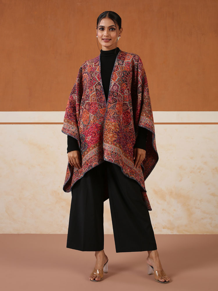 Persian Wool Ruana Cape - Marrakesh Multi