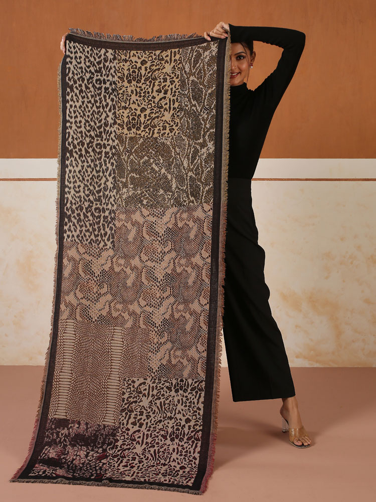Serpentine Mélange Wool Blend Stole - Sienna Brown