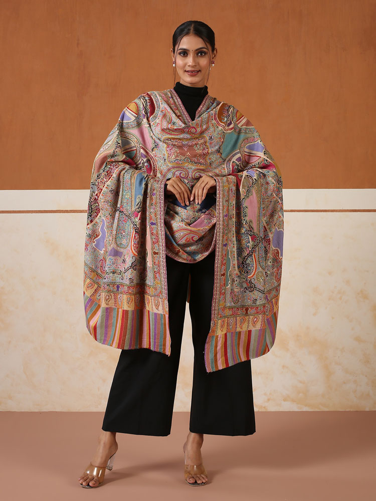 Chethana Kalamkari Wool Shawl – Persian Multi