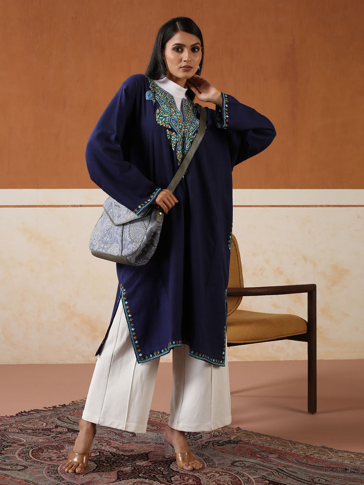 Saffron & Navy Ari Wool Phiran