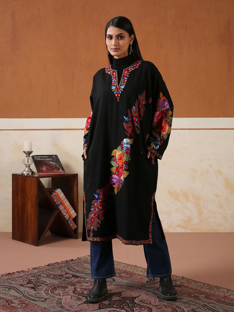 Vasantika Phool Ari Wool Phiran - Multi, Black