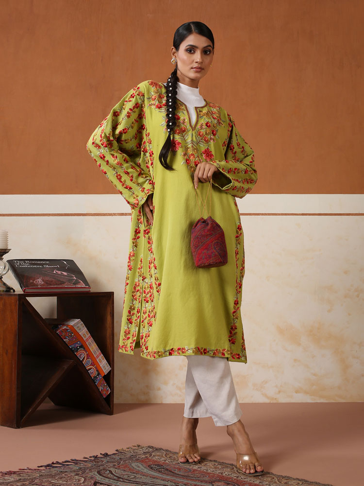 Ketaki Phool Wool Phiran - Celery Green
