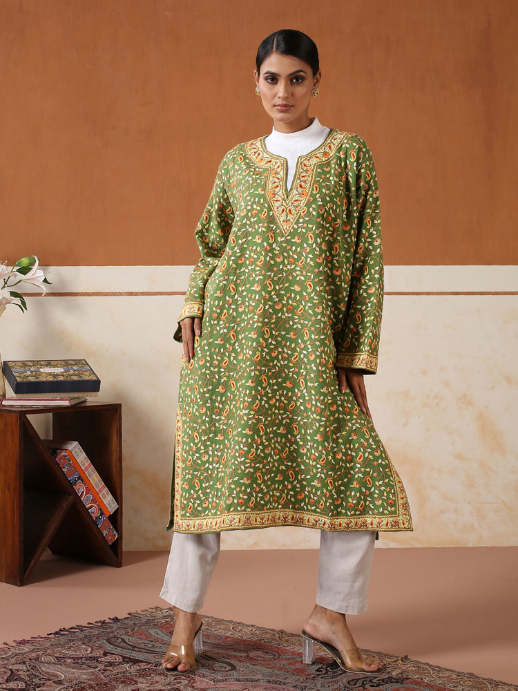 Ari Jaaldar Hand Emb Phiran - Jade Green