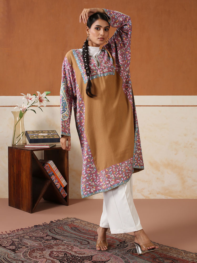 Chauras Naal Ari Wool Phiran - Mauve, Taupe