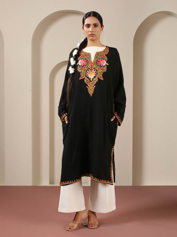Pushkara Phool Ari Wool Phiran - Heritage Black