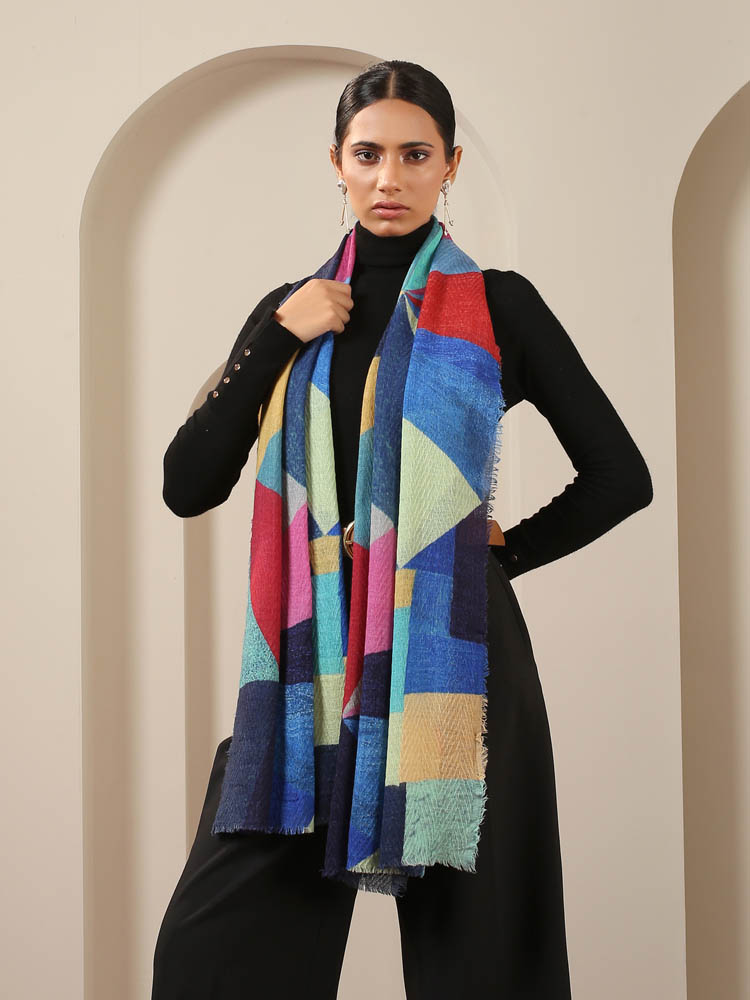Swash Mosaic Wool Stole - Mumbai Multi