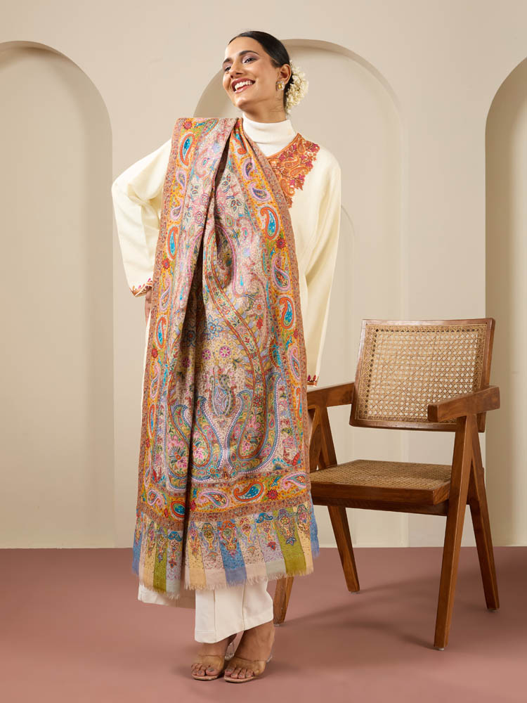Kanaka Paisley Kalamkari Pashmina Shawl - Rangrez Multi