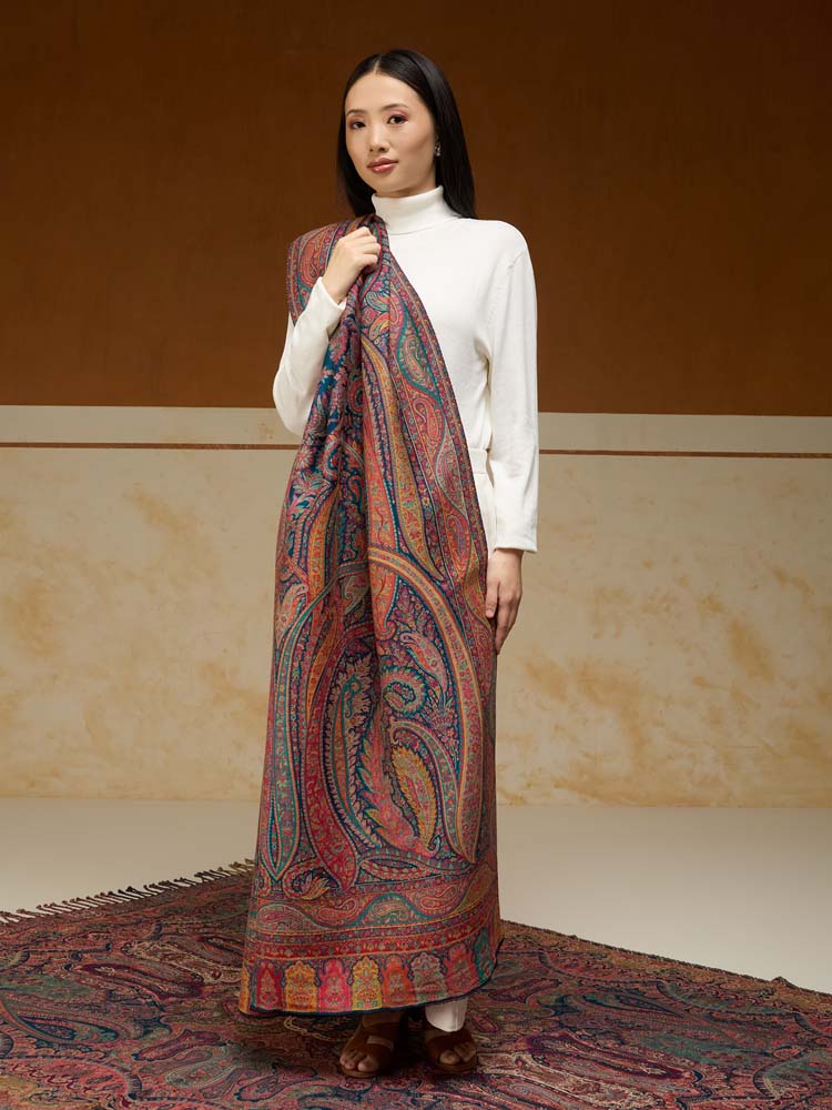 Eimaan Paisley Kalamkari Shawl - Multi, Blue
