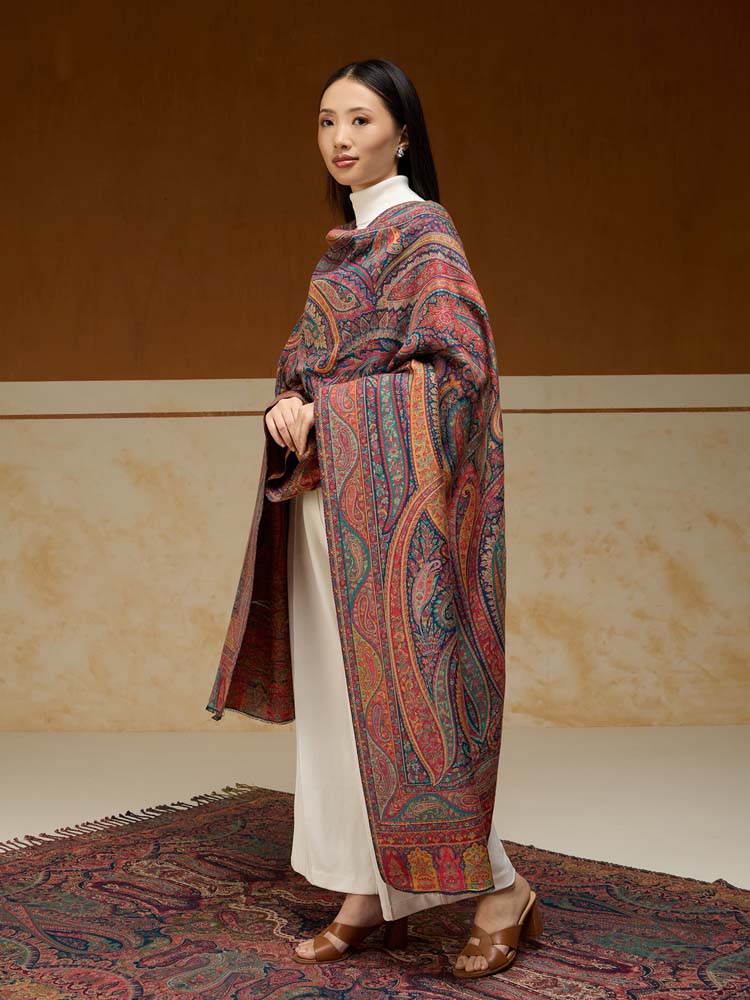 ImageEimaan Paisley Kalamkari Shawl – Multi, Blue