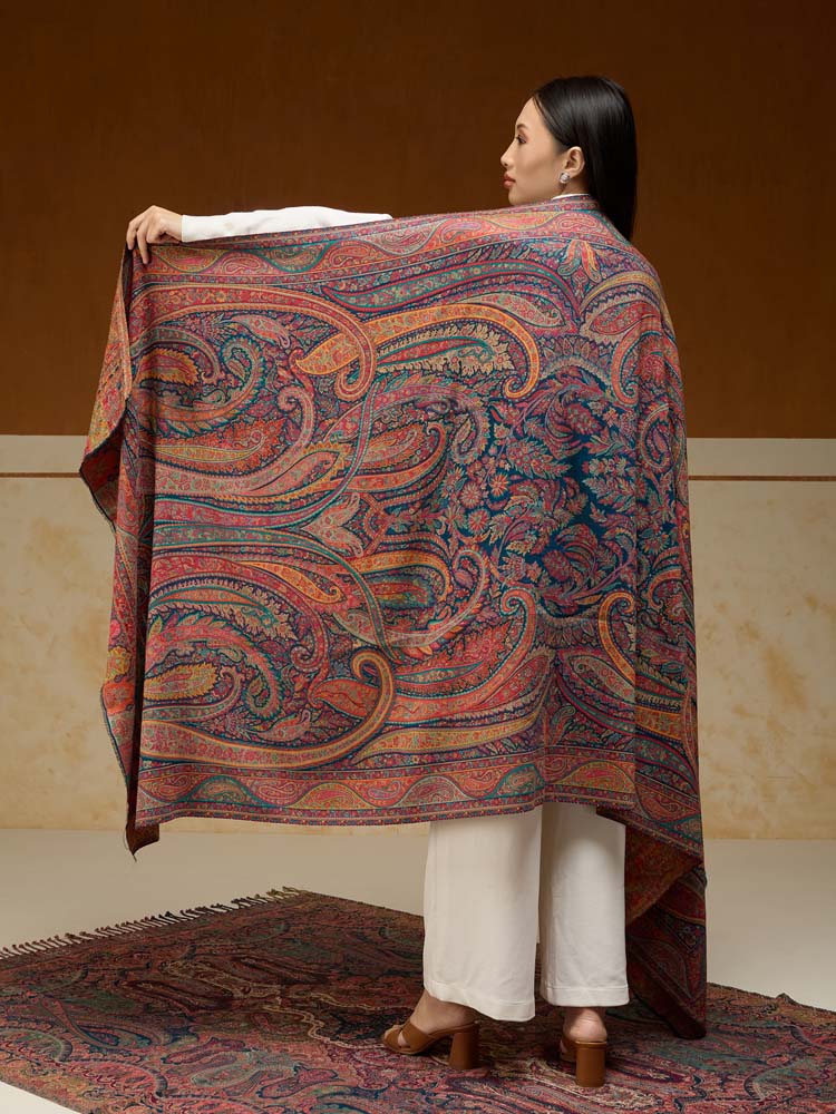 ImageEimaan Paisley Kalamkari Shawl – Multi, Blue