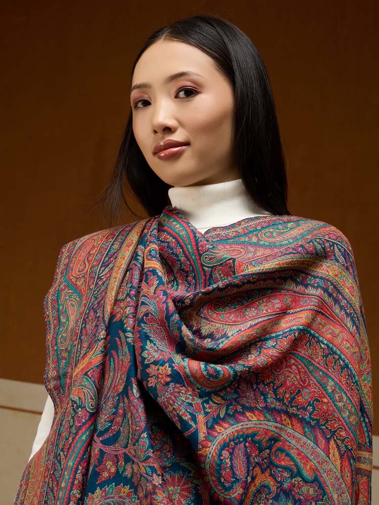 ImageEimaan Paisley Kalamkari Shawl – Multi, Blue