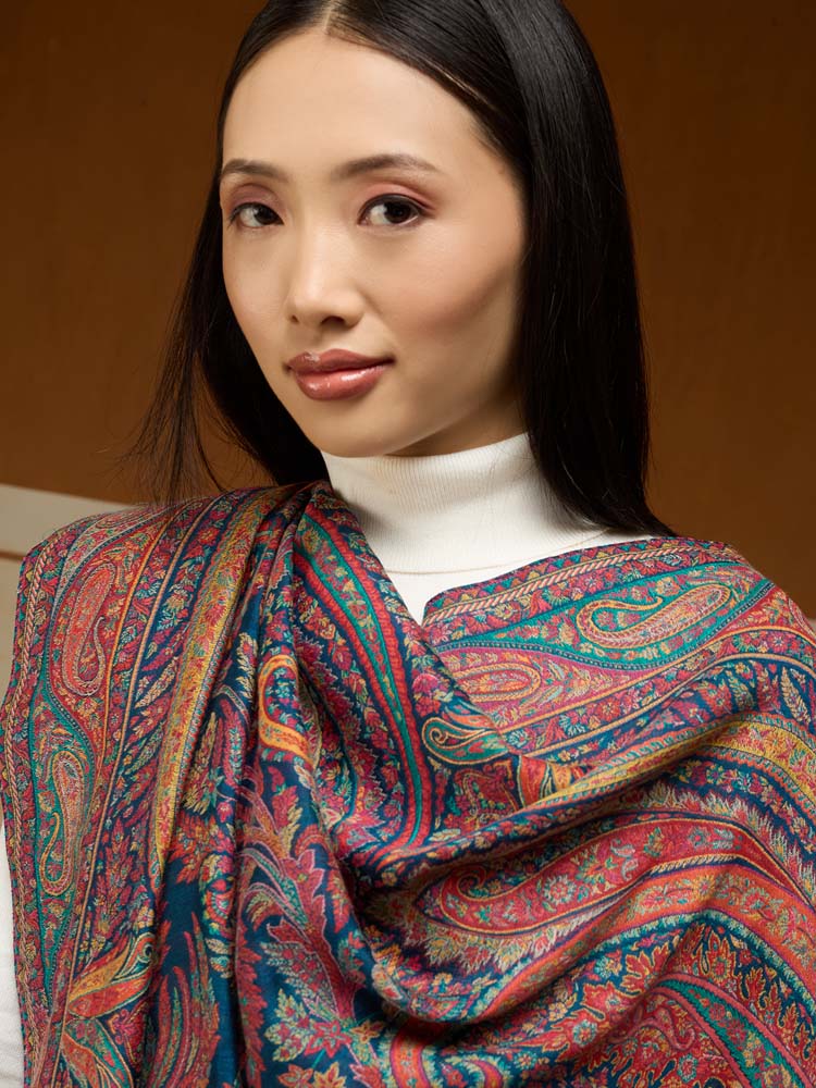 ImageEimaan Paisley Kalamkari Shawl – Multi, Blue