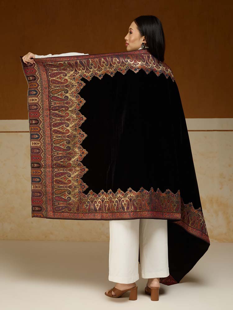 ImagePechdar Paisley Velvet Wool Shawl – Beirut Black