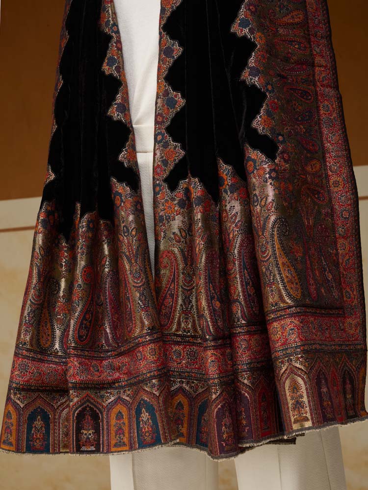 ImagePechdar Paisley Velvet Wool Shawl – Beirut Black