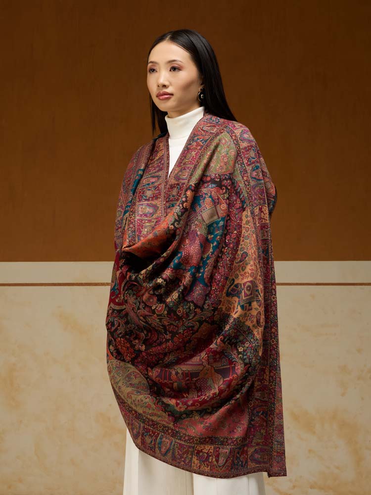 ImageRaj Shobha Kalamkari Wool Shawl – Autumn Multi