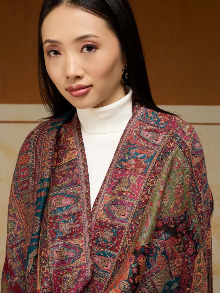 ImageRaj Shobha Kalamkari Wool Shawl – Autumn Multi