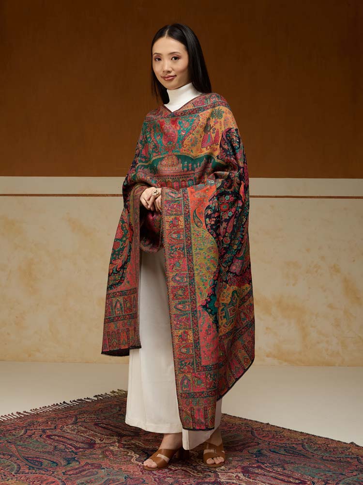 ImageRaj Shobha Kalamkari Wool Shawl – Equinox Multi