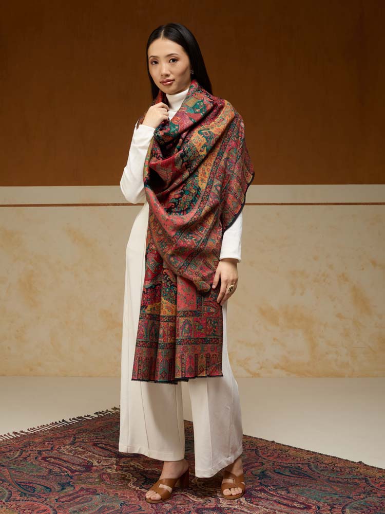 ImageRaj Shobha Kalamkari Wool Shawl – Equinox Multi