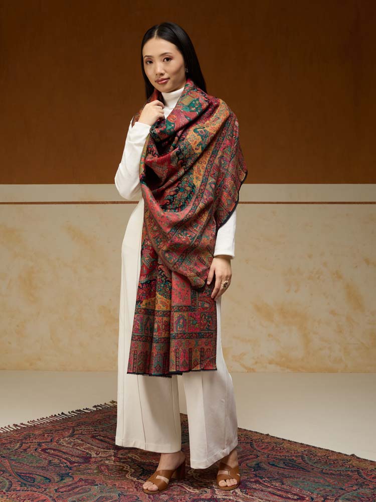 ImageRaj Shobha Kalamkari Wool Shawl – Equinox Multi