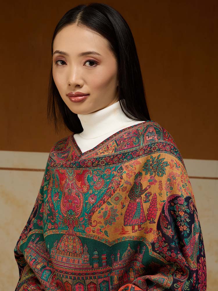 ImageRaj Shobha Kalamkari Wool Shawl – Equinox Multi