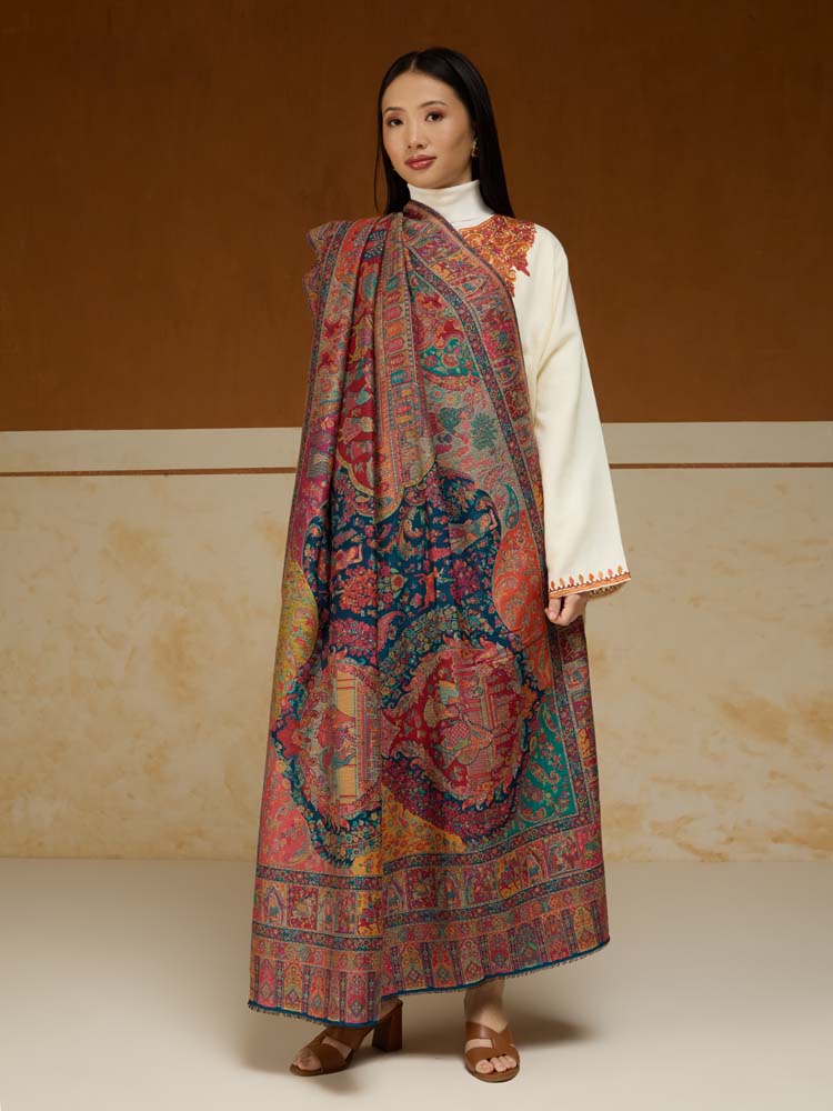ImageRaj Shobha Kalamkari Wool Shawl – Imperial Multi