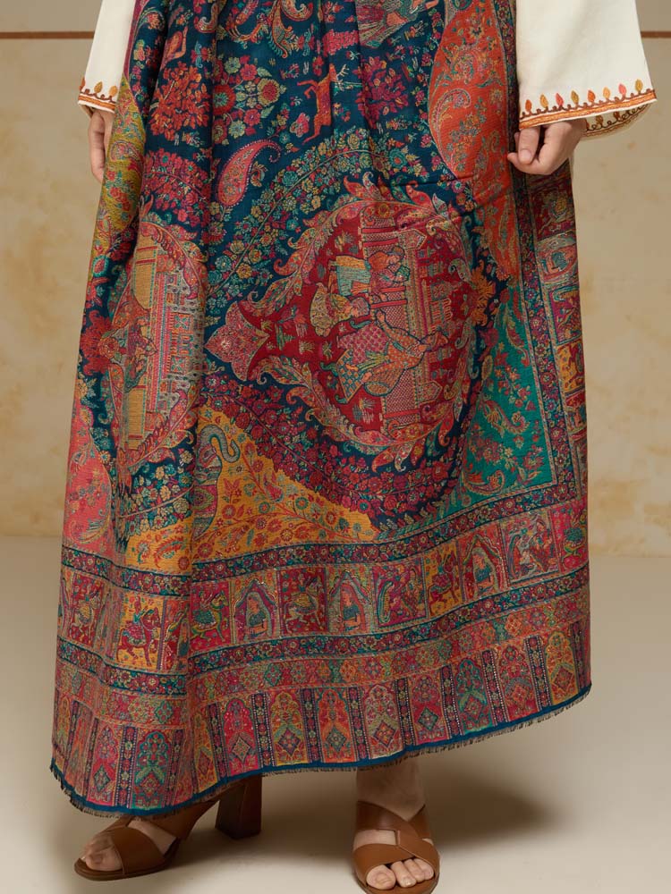 ImageRaj Shobha Kalamkari Wool Shawl – Imperial Multi