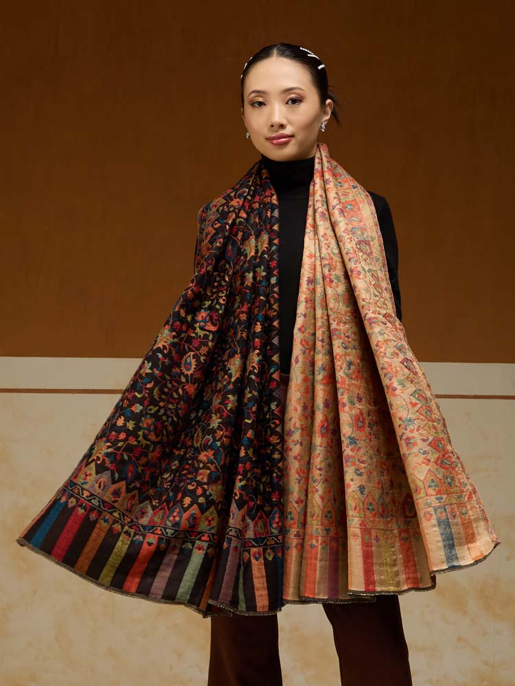 ImageAurielle Kani Dorukha Zari Shawl – Midnight, Gold