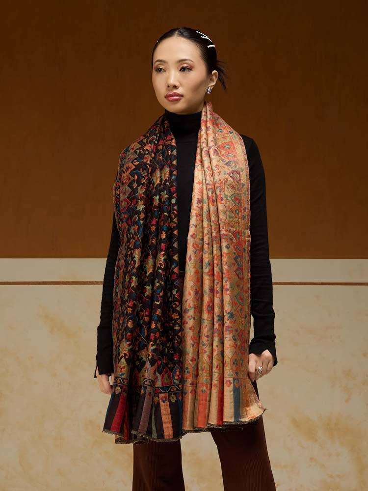 ImageAurielle Kani Dorukha Zari Shawl – Midnight, Gold