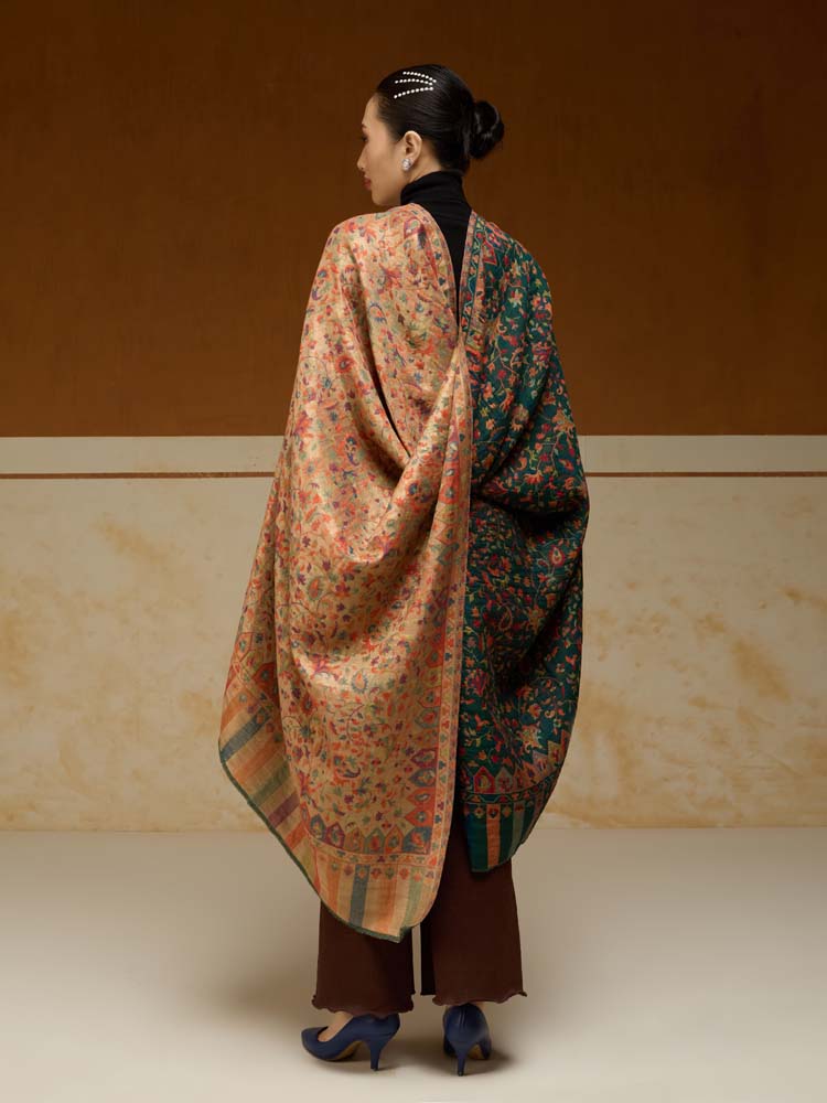 ImageAurielle Kani Dorukha Zari Shawl – Jade, Gold