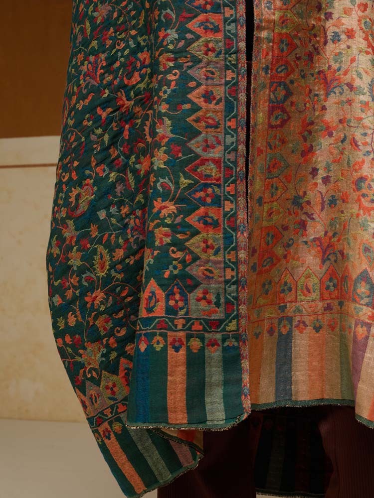 ImageAurielle Kani Dorukha Zari Shawl – Jade, Gold