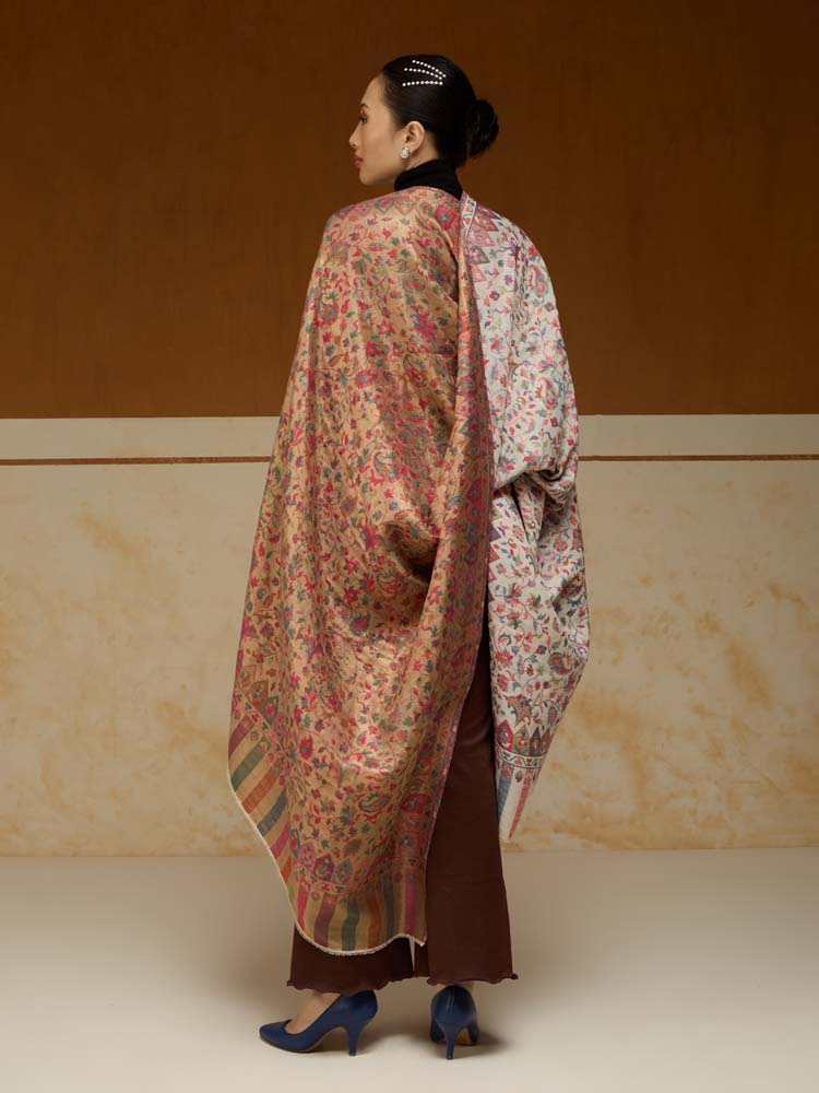 ImageAurielle Kani Dorukha Zari Shawl – Ivory, Gold