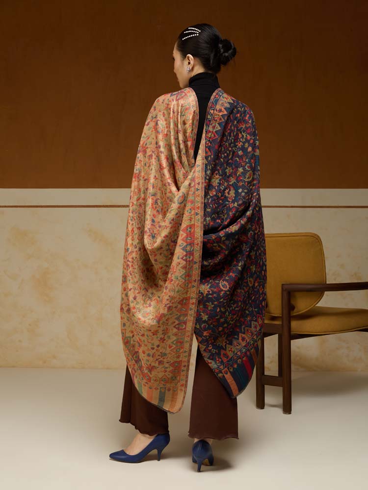 ImageAurielle Kani Dorukha Zari Shawl – Navy, Gold