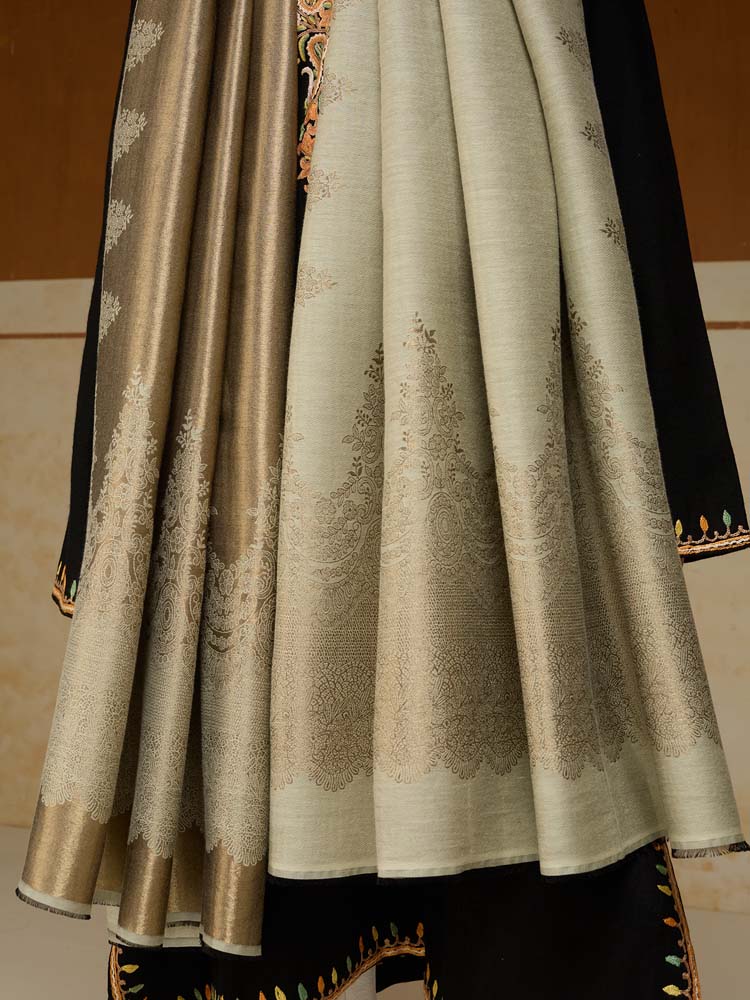 ImageNaqsh-e-DoRukh Zari Shawl – Ivory, Gold