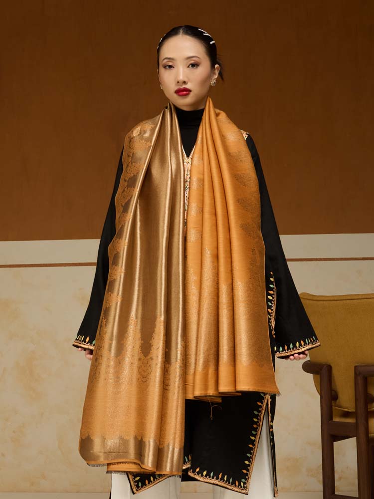 ImageNaqsh-e-DoRukh Zari Shawl – Medallion, Gold