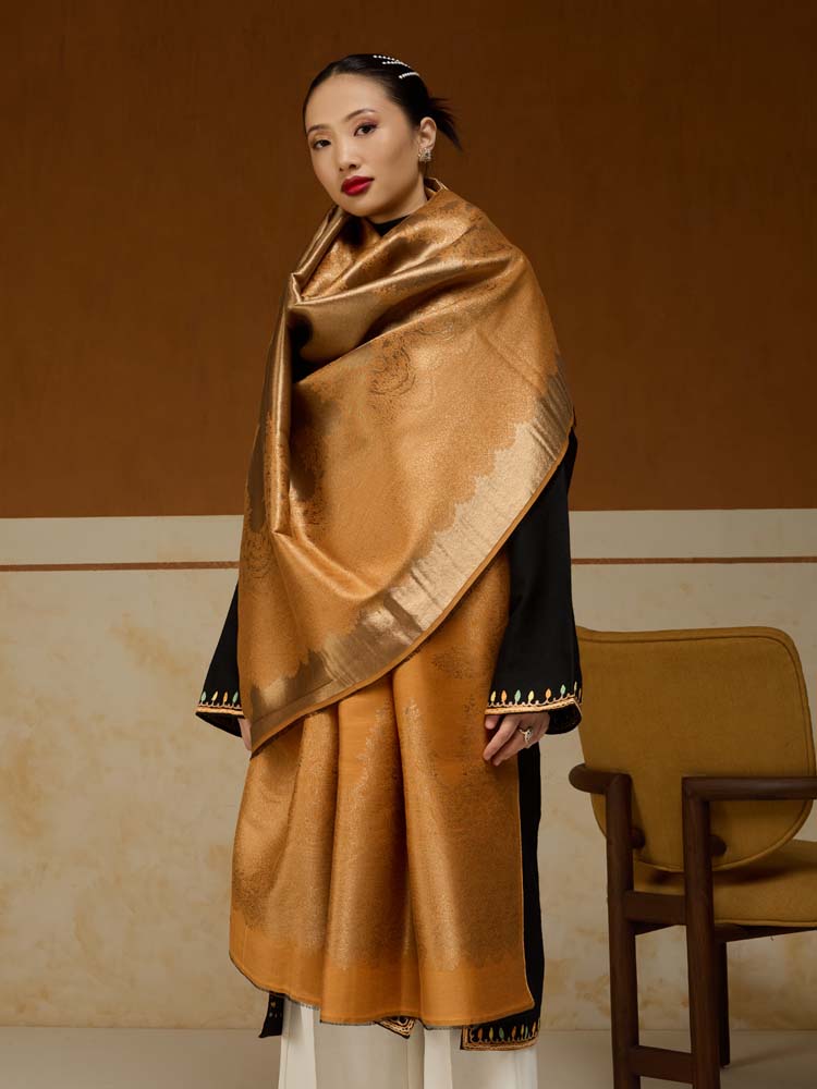 ImageNaqsh-e-DoRukh Zari Shawl – Medallion, Gold