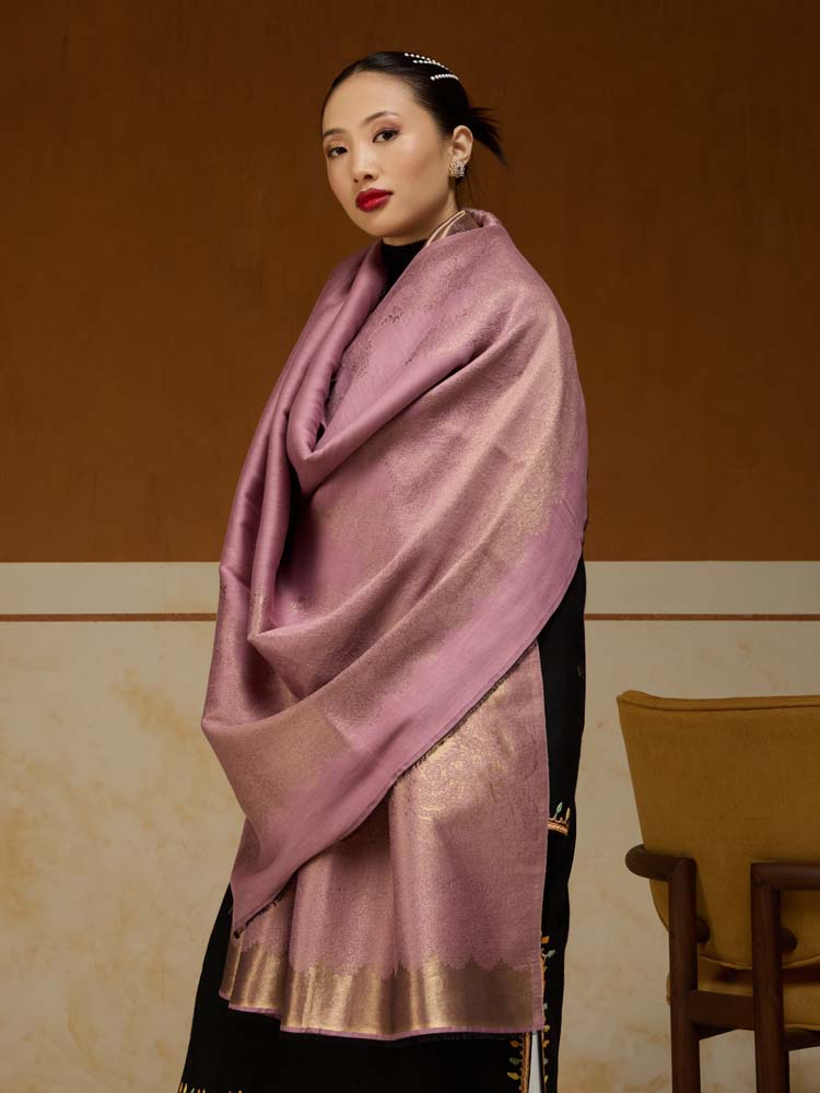 ImageNaqsh-e-DoRukh Zari Shawl – Orchid, Gold