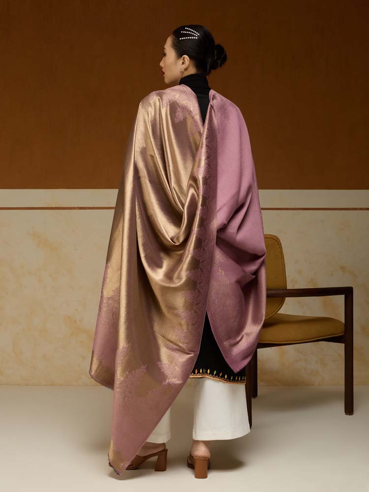 ImageNaqsh-e-DoRukh Zari Shawl – Orchid, Gold