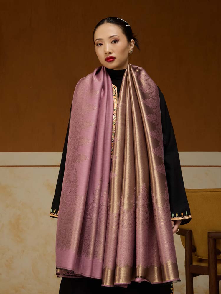 ImageNaqsh-e-DoRukh Zari Shawl – Orchid, Gold