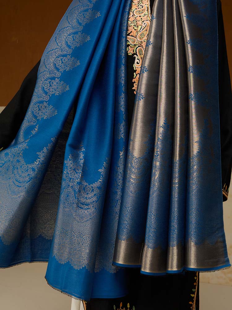 ImageNaqsh-e-DoRukh Zari Shawl – Royal Blue, Gold