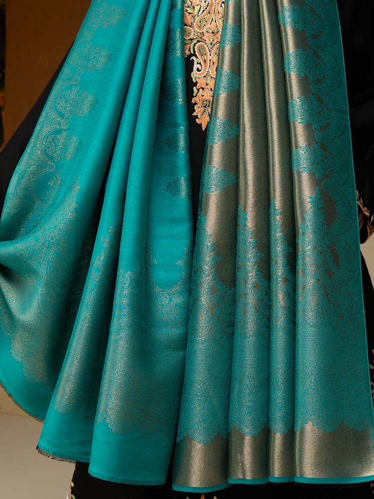 ImageNaqsh-e-DoRukh Zari Shawl – Teal, Gold