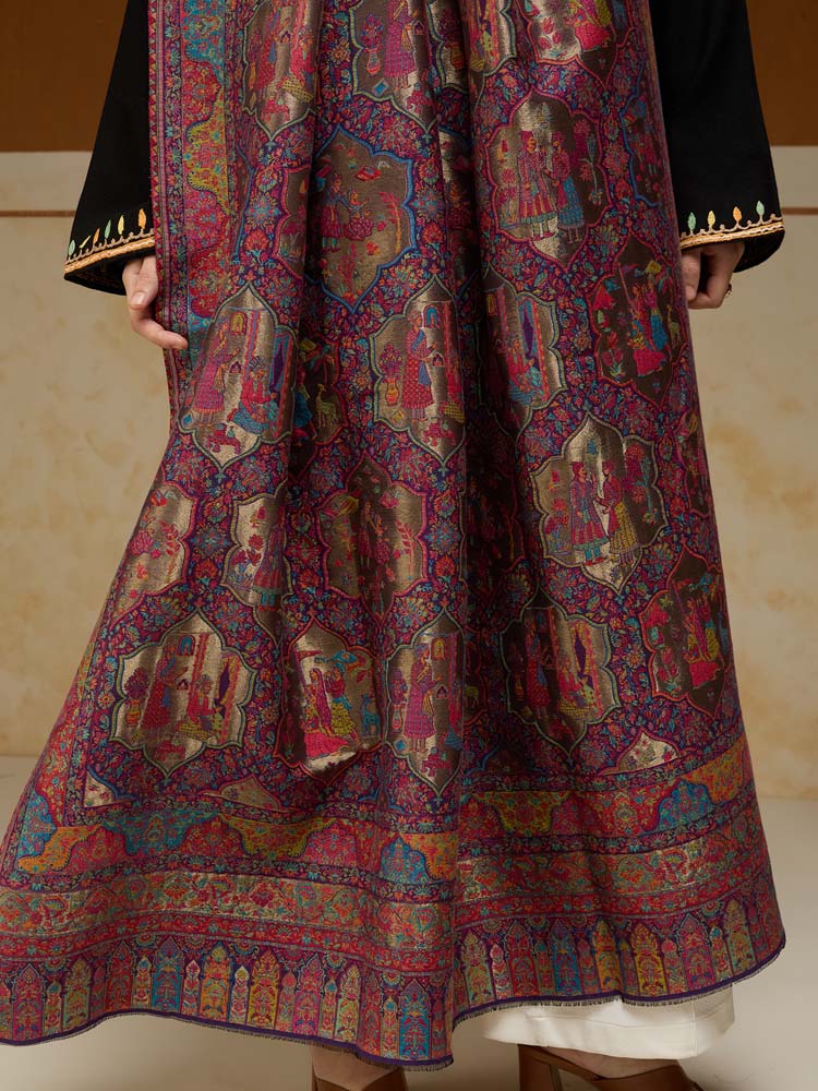 ImageNaqqashi Royale Kalamkari Zari Shawl – Mystique Multi, Gold